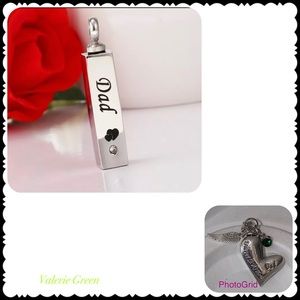 “Dad” Memorial Urn Necklace W/ Charms